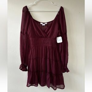 Altar’d State Dress Size XL Burgundy Red Holiday Christmas Dress Long Sleeve NEW